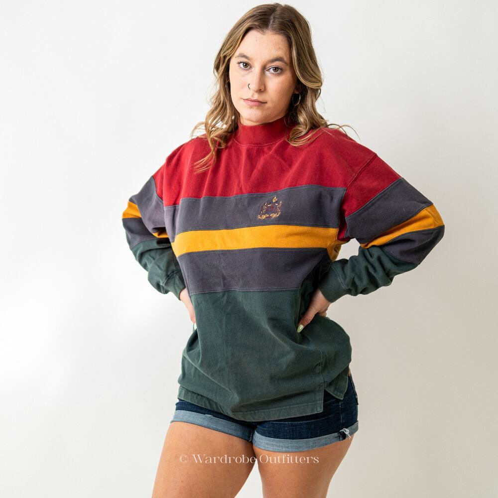 Vintage 90s Rugby Striped Sweatshirt - Picture 2 of 9